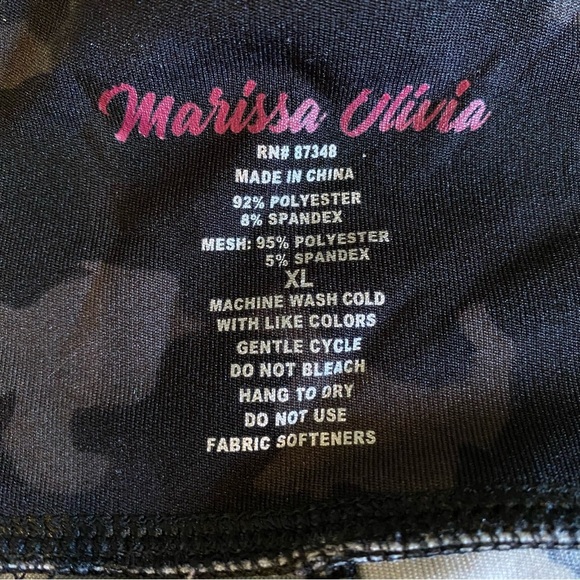 MARISSA OLIVIA Women's size XL Black Gray Camouflage Leggings Elastic Waistband - Picture 9 of 9